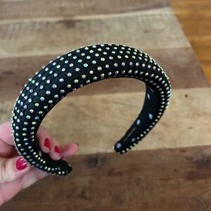 Lele Sadoughi Black and Rhinestone Studded Headband